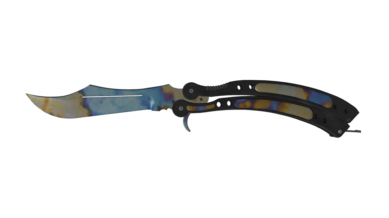 Butterfly Knife | Case Hardened seed #858, front