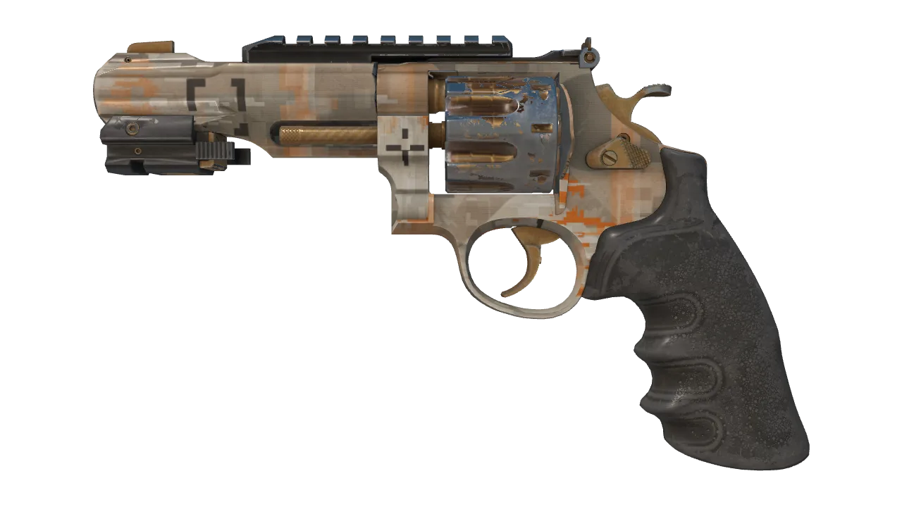 Souvenir R8 Revolver | Monarch (Well-Worn) — Dust II light, front