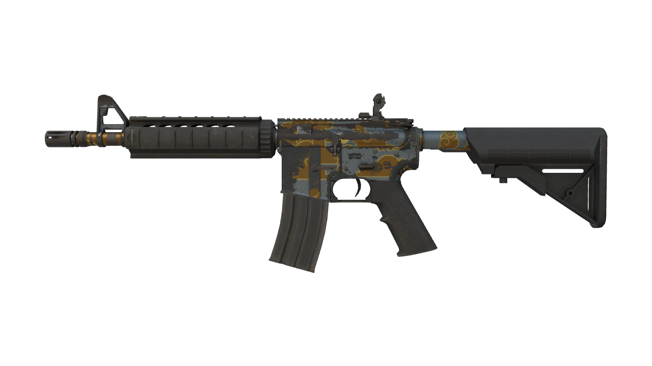 M4A4 | Daybreak (Well-Worn) — Dust II light, front
