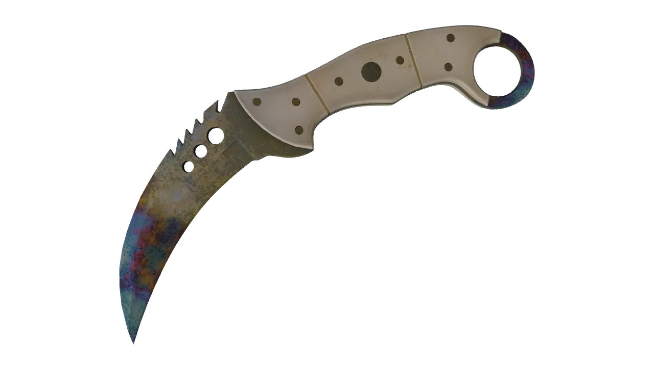 StatTrak™ ★ Talon Knife | Case Hardened (Battle-Scarred) — Dust II light, front