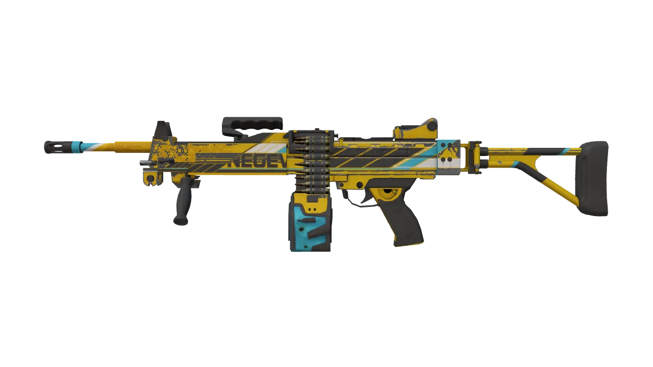 StatTrak™ Negev | Power Loader (Well-Worn) — Dust II light, front