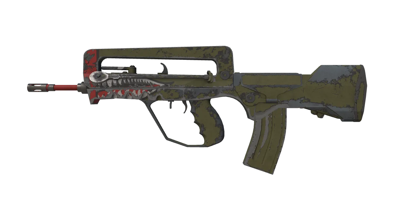 Souvenir FAMAS | Spitfire (Well-Worn) — Dust II light, front