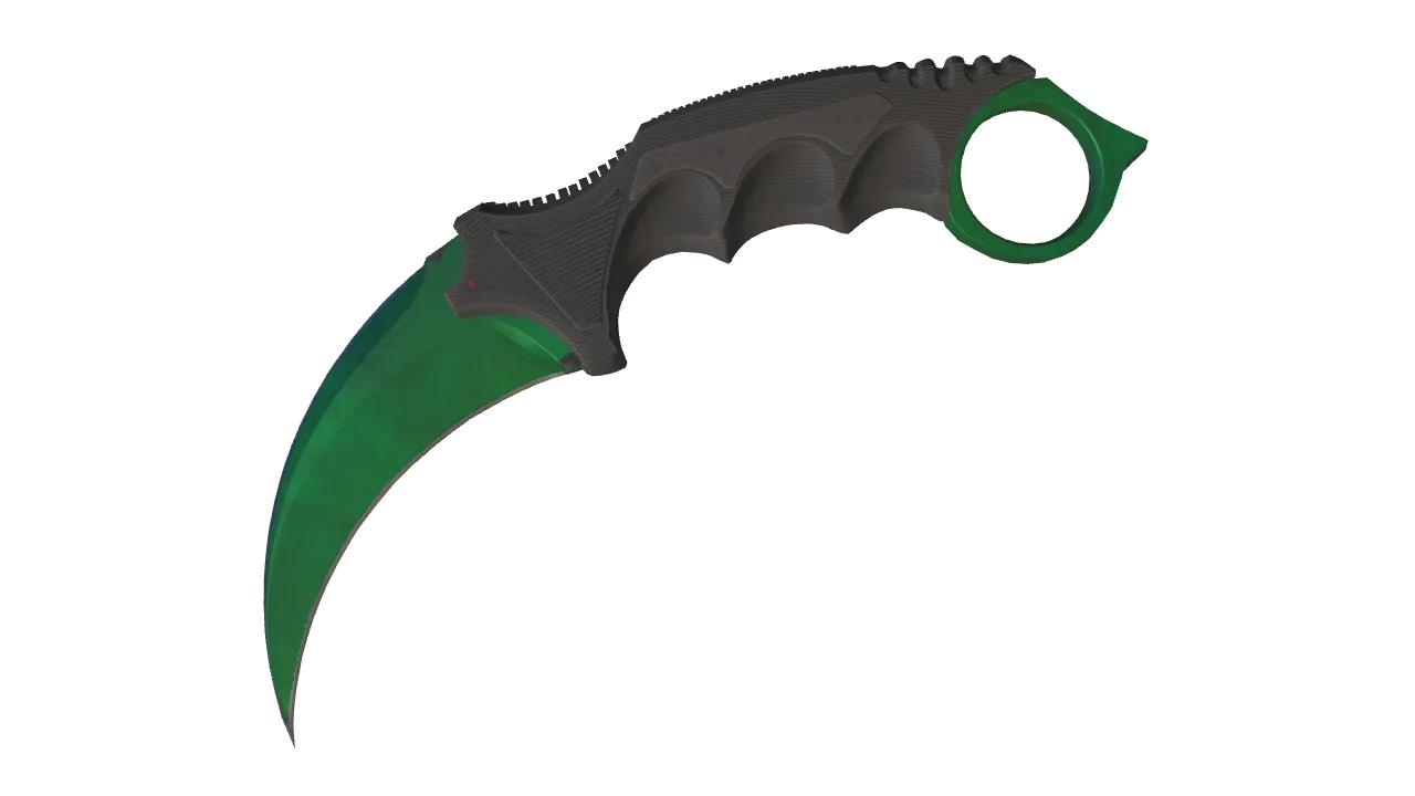 Karambit | Gamma Doppler (Emerald) seed #18, front