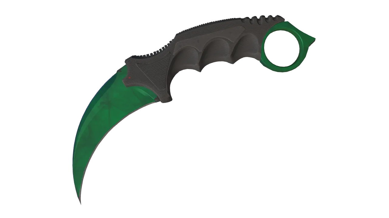 Karambit | Gamma Doppler (Emerald) seed #384, front