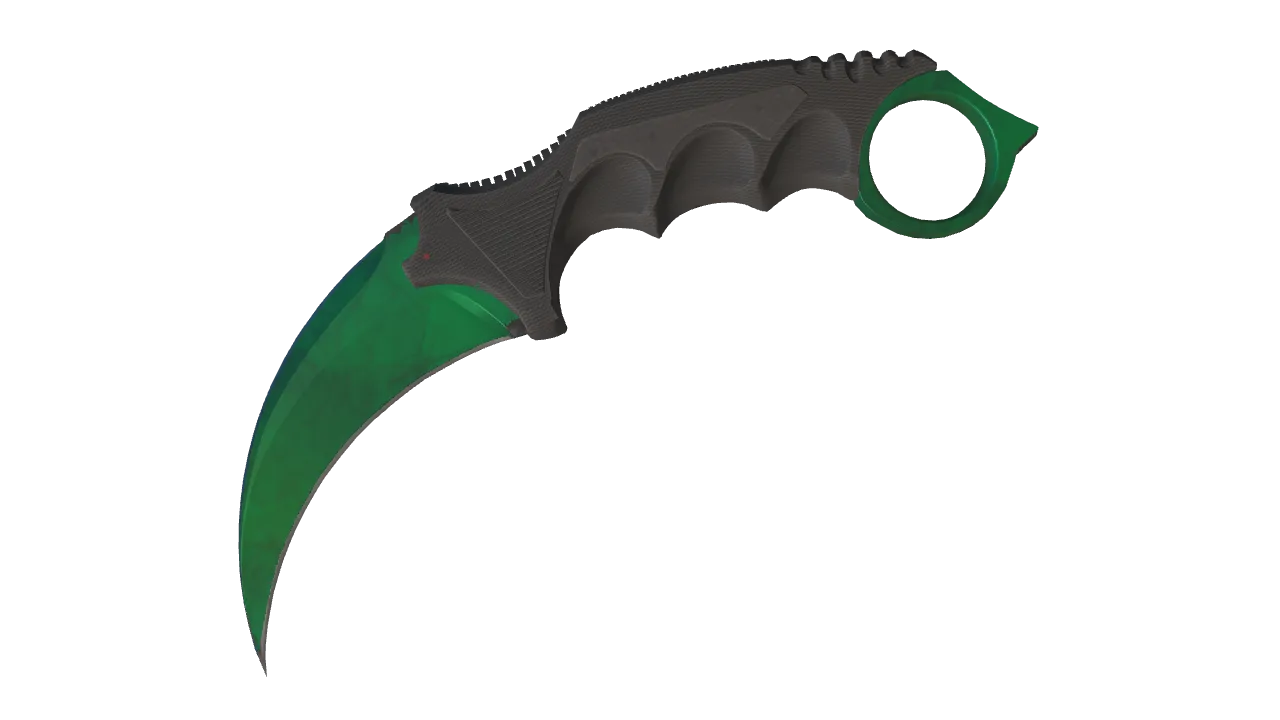 Karambit | Gamma Doppler (Emerald) seed #422, front