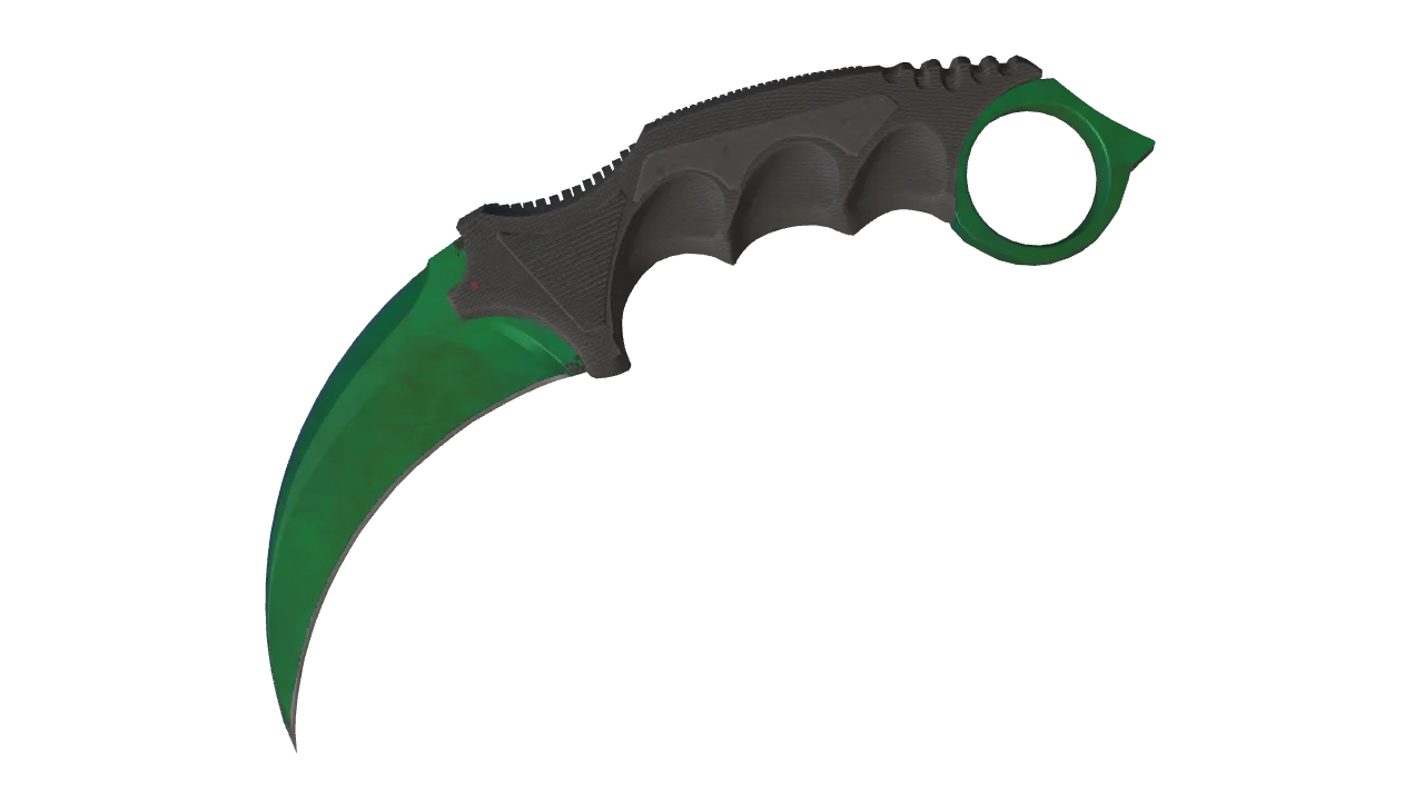 Karambit | Gamma Doppler (Emerald) seed #654, front