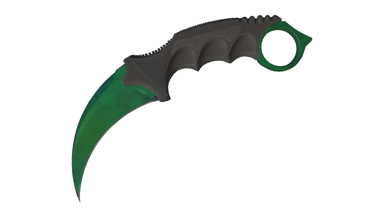 Karambit | Gamma Doppler (Emerald) seed #777, front