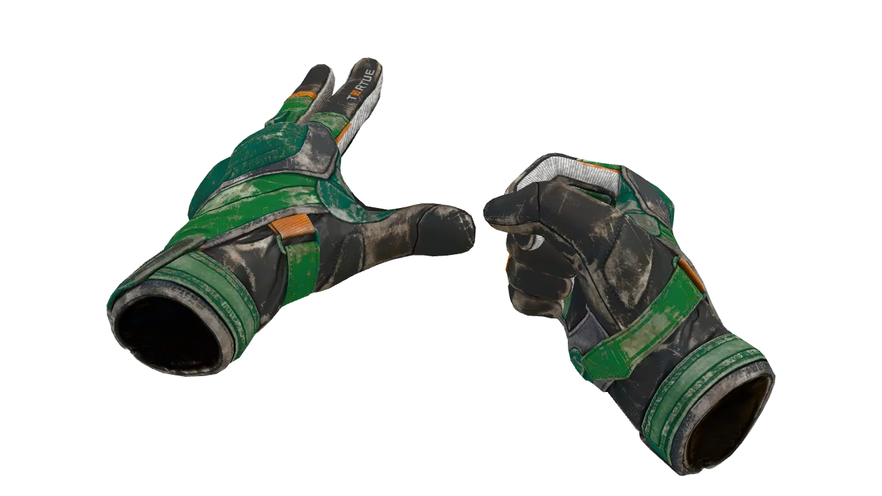 ★ Moto Gloves | Turtle (Battle-Scarred) — Dust II light, front