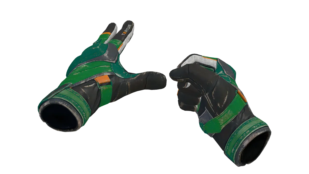 ★ Moto Gloves | Turtle (Well-Worn) — Dust II light, front