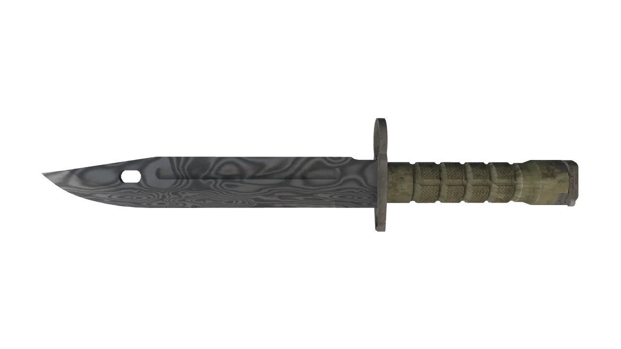 ★ Bayonet | Damascus Steel (Well-Worn) — Dust II light, front