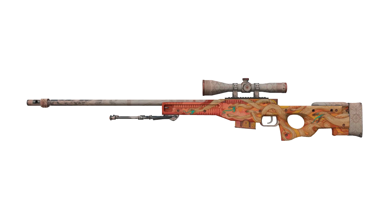 AWP | Desert Hydra (Well-Worn) — Dust II light, front