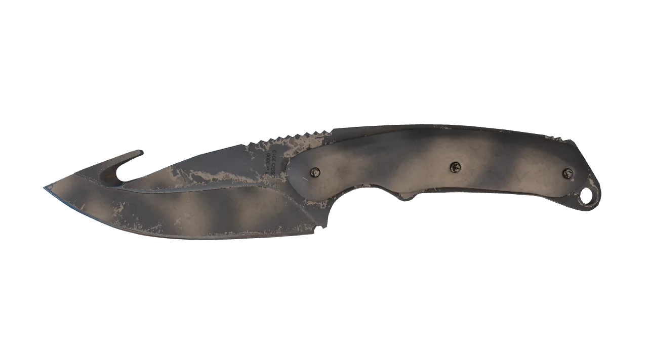 ★ Gut Knife | Scorched (Well-Worn) — Dust II light, front
