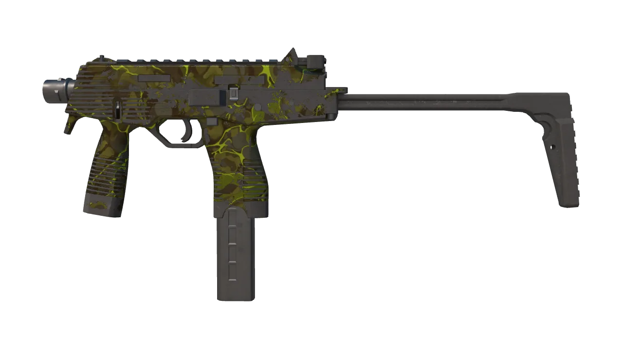 MP9 | Bioleak (Well-Worn) — Dust II light, front