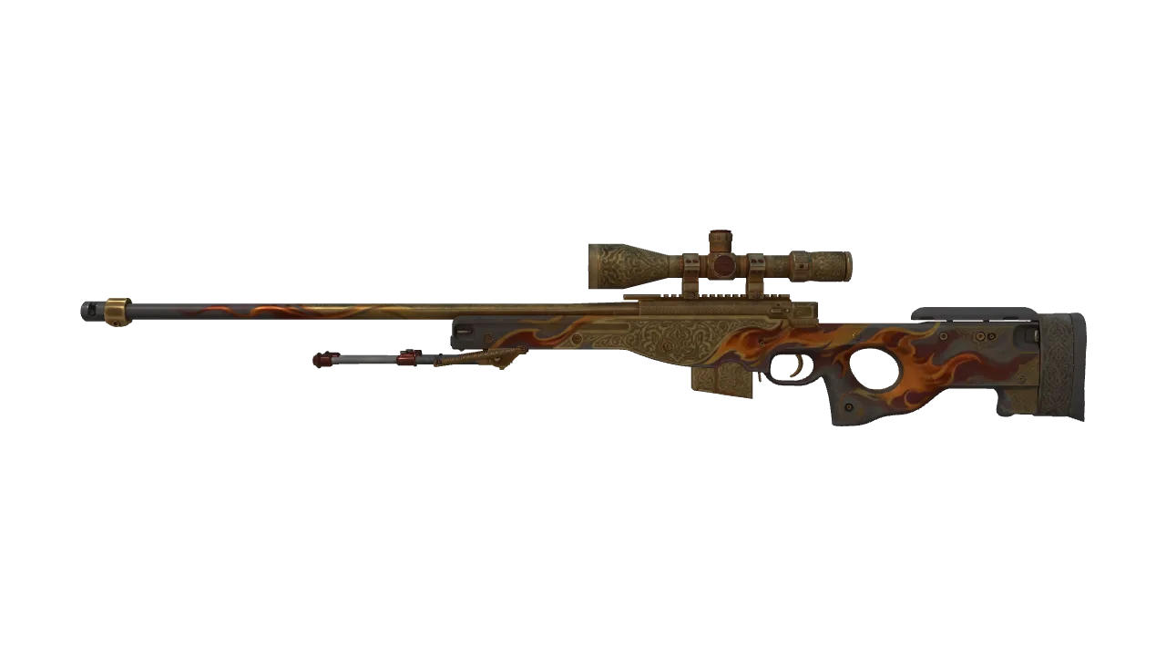 AWP | Sovereign Flame (Well-Worn) — Dust II light, front