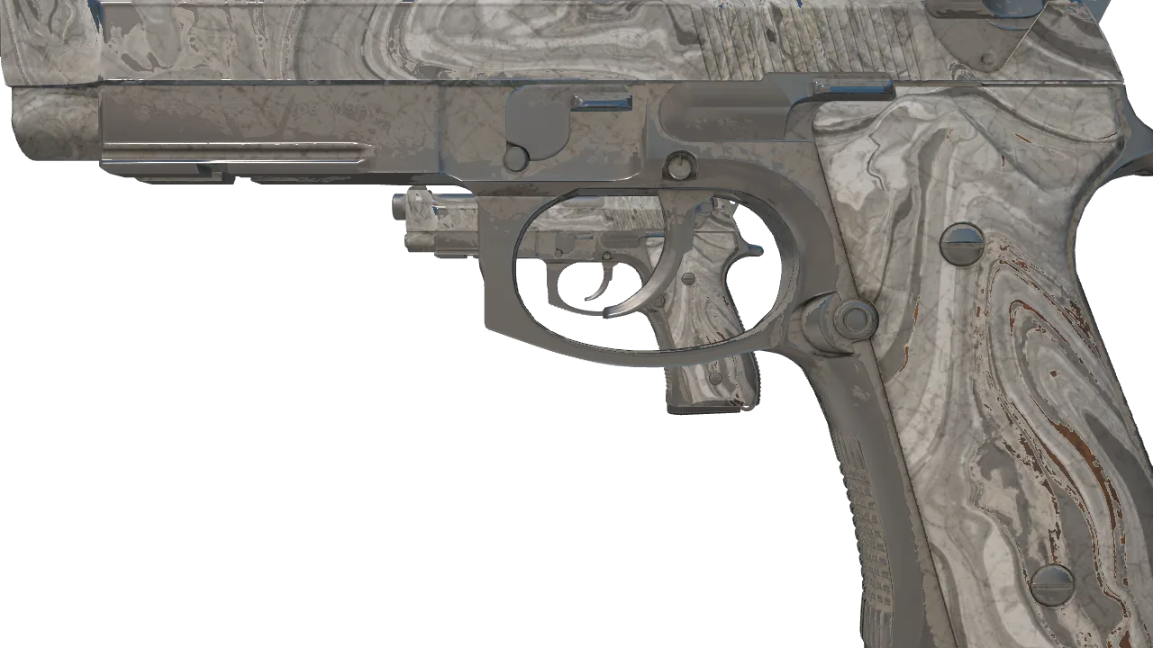 Dual Berettas | Silver Pour (Battle-Scarred) — Dust II light, front