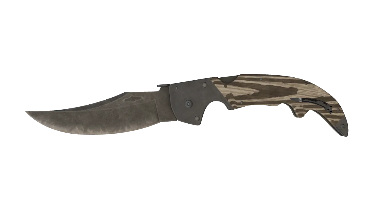 ★ Falchion Knife | Black Laminate (Battle-Scarred) — Dust II light, front