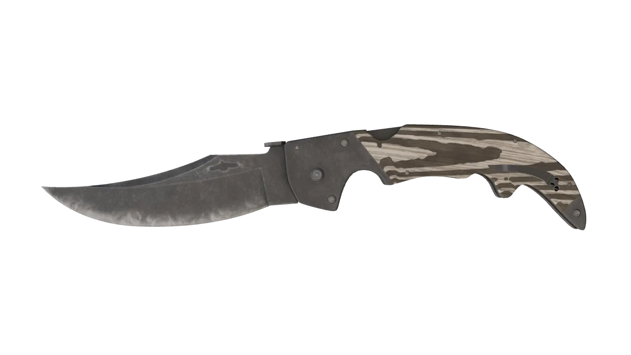 ★ Falchion Knife | Black Laminate (Minimal Wear) — Dust II light, front