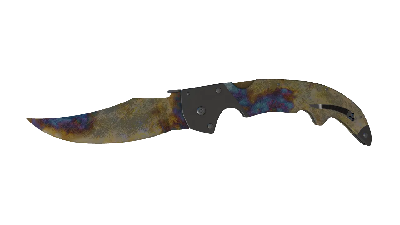 StatTrak™ ★ Falchion Knife | Case Hardened (Battle-Scarred) — Dust II light, front