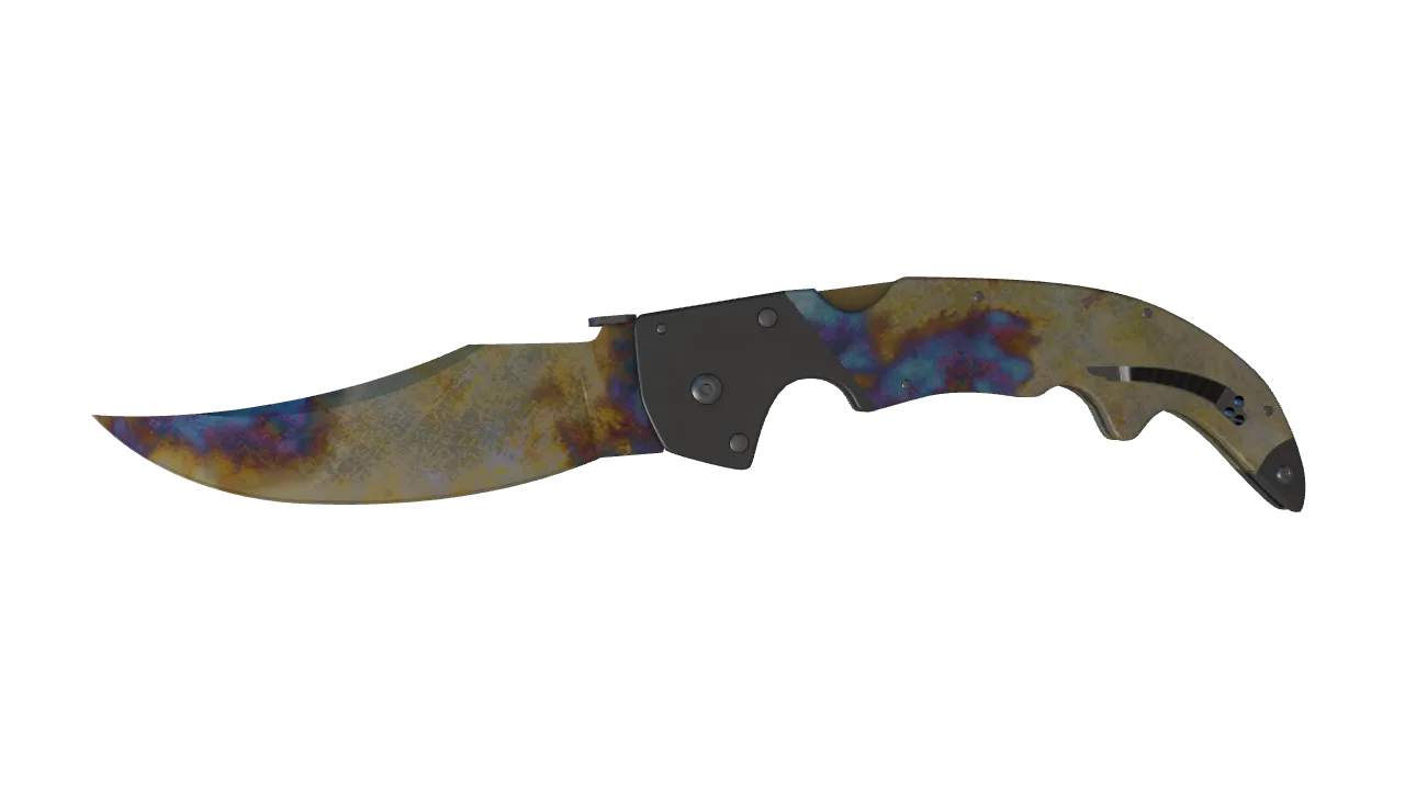 ★ Falchion Knife | Case Hardened (Well-Worn) — Dust II light, front