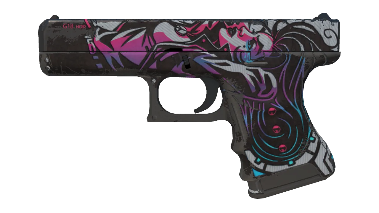 StatTrak™ Glock-18 | Neo-Noir (Battle-Scarred) — Dust II light, front