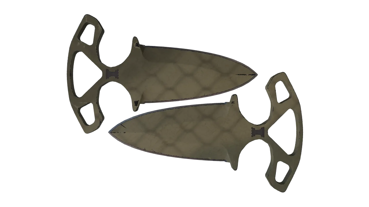 StatTrak™ ★ Shadow Daggers | Safari Mesh (Field-Tested) — Dust II light, front