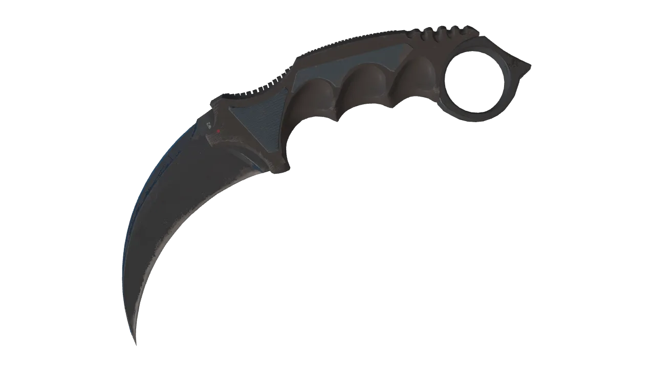 StatTrak™ ★ Karambit | Night (Well-Worn) — Dust II light, front