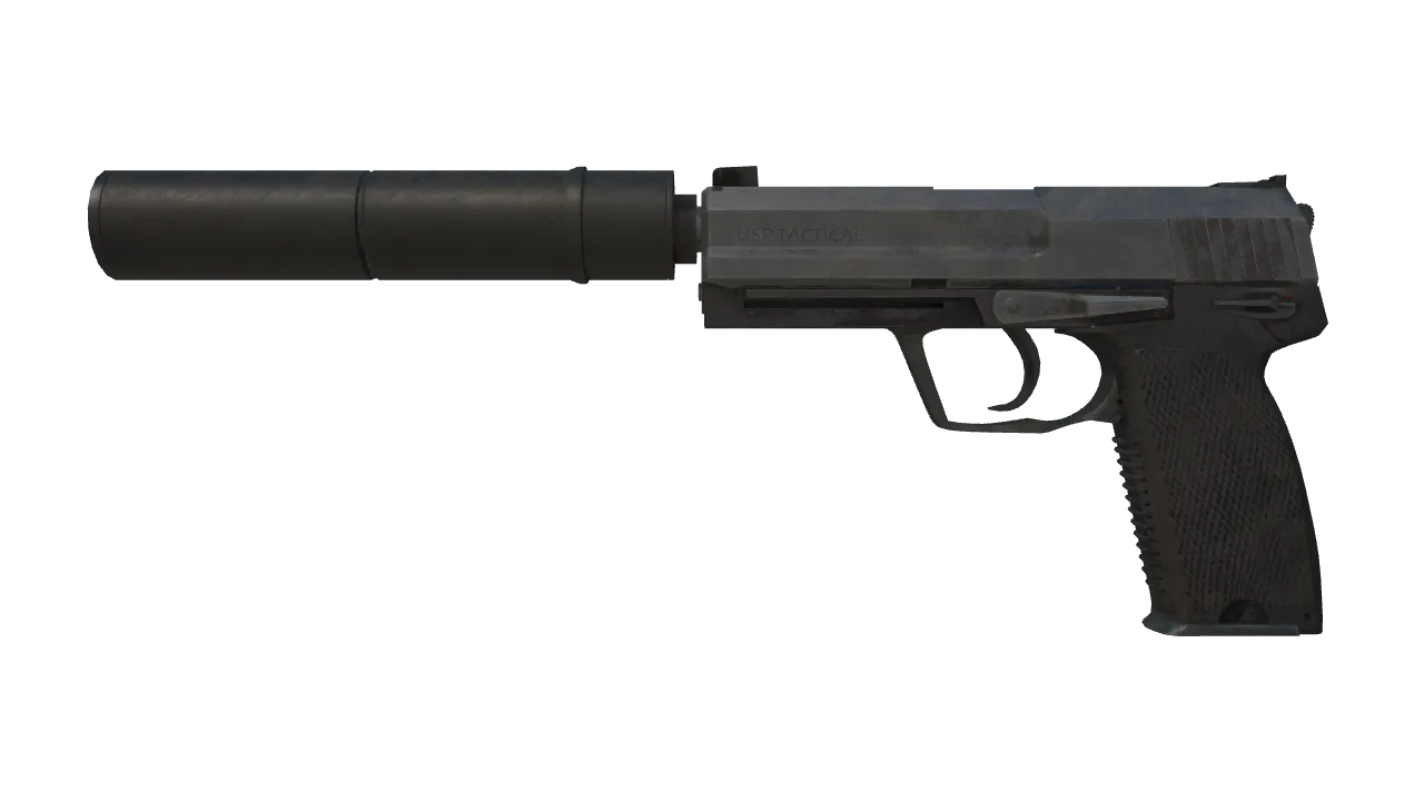 USP-S | Stainless (Battle-Scarred) — Dust II light, front