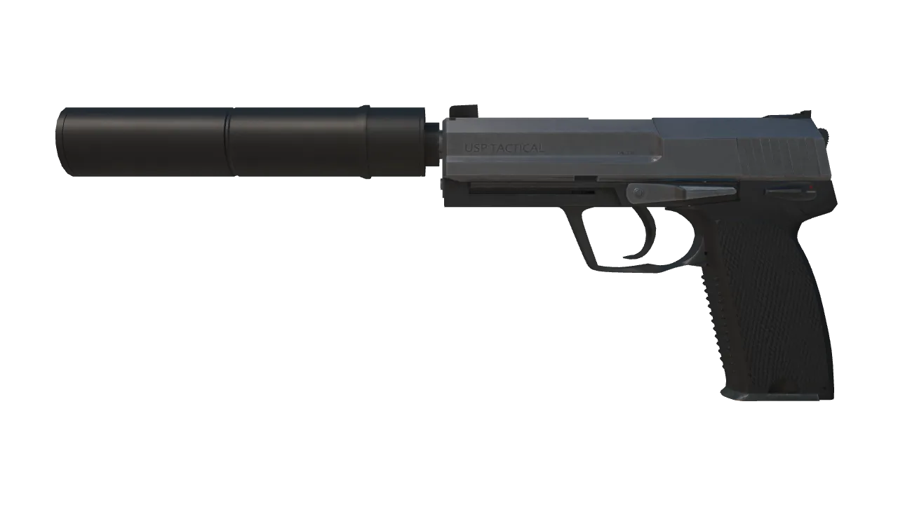 USP-S | Stainless (Factory New) — Dust II light, front