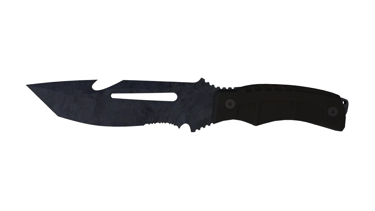 ★ Survival Knife | Blue Steel (Battle-Scarred) — Dust II light, front