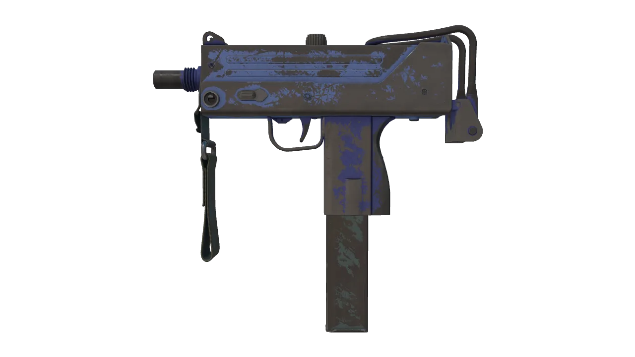 MAC-10 | Indigo (Battle-Scarred) — Dust II light, front