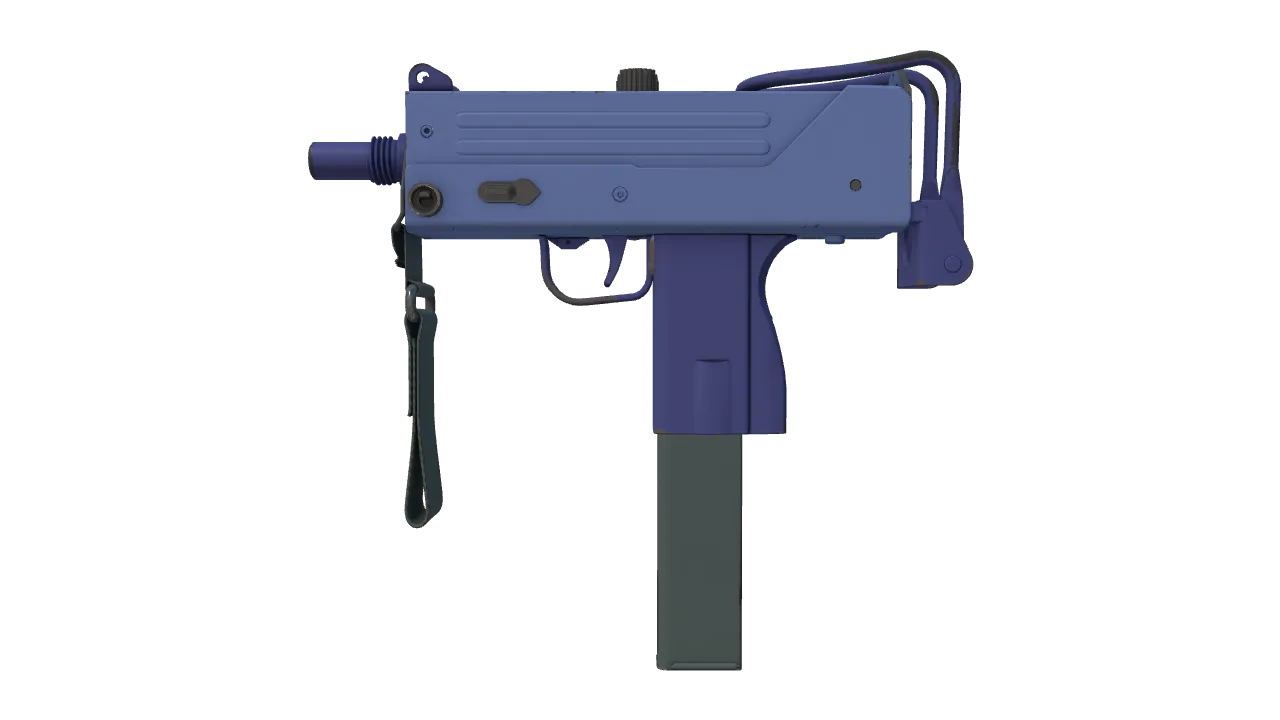 MAC-10 | Indigo (Minimal Wear) — Dust II light, front