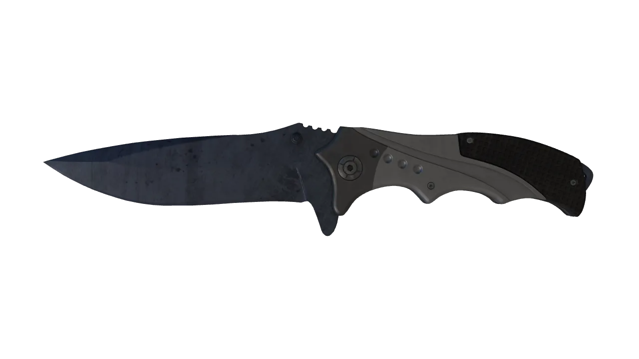 ★ Nomad Knife | Blue Steel (Well-Worn) — Dust II light, front