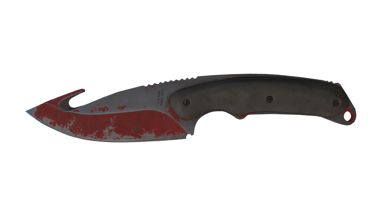 ★ Gut Knife | Crimson Web (Battle-Scarred) — Dust II light, front