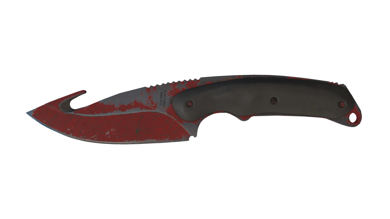 ★ Gut Knife | Crimson Web (Well-Worn) — Dust II light, front
