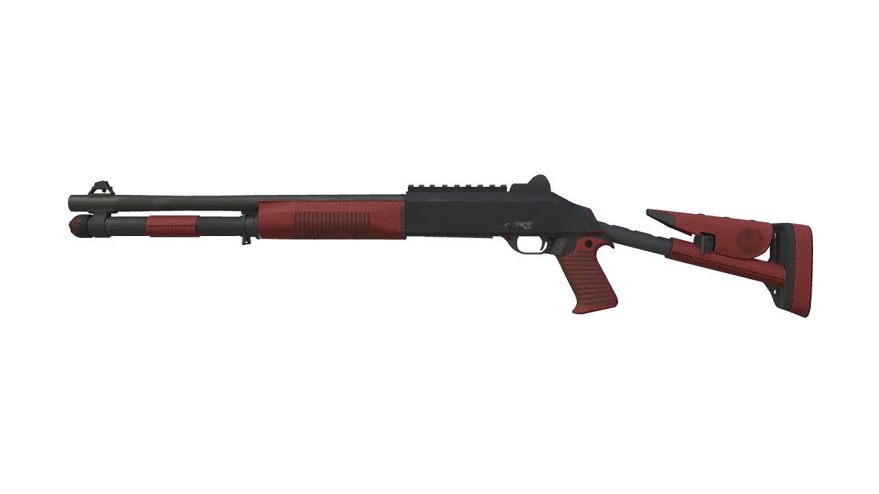 XM1014 | Red Leather (Well-Worn) — Dust II light, front