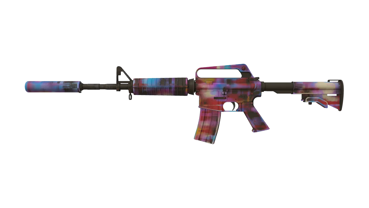 M4A1-S | Glitched Paint (Minimal Wear) — Dust II light, front