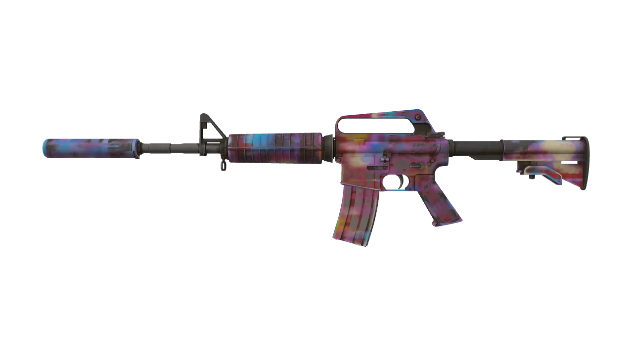M4A1-S | Glitched Paint (Well-Worn) — Dust II light, front