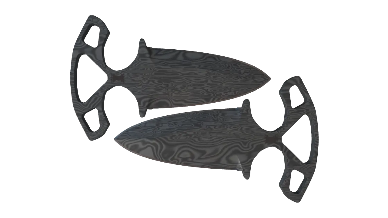 ★ Shadow Daggers | Damascus Steel (Battle-Scarred) — Dust II light, front