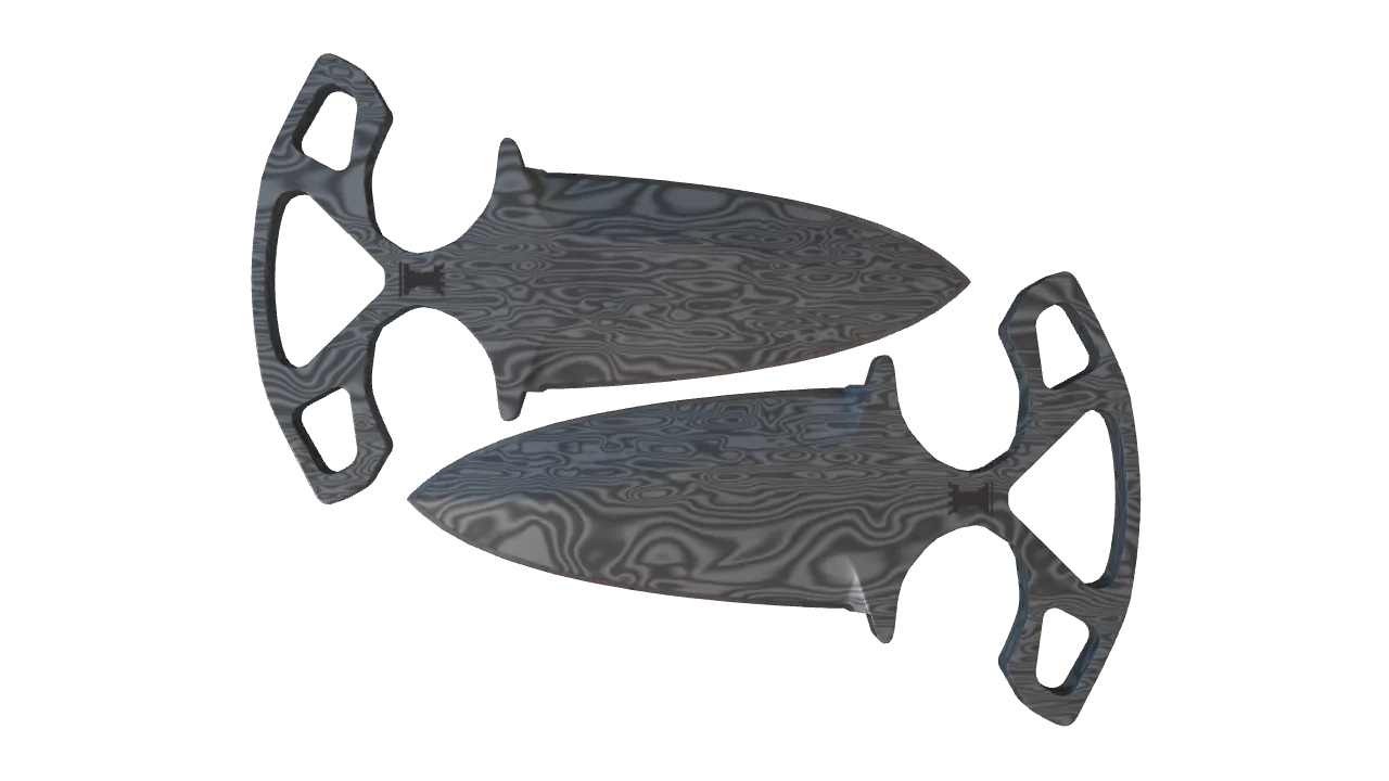 ★ Shadow Daggers | Damascus Steel (Minimal Wear) — Dust II light, front