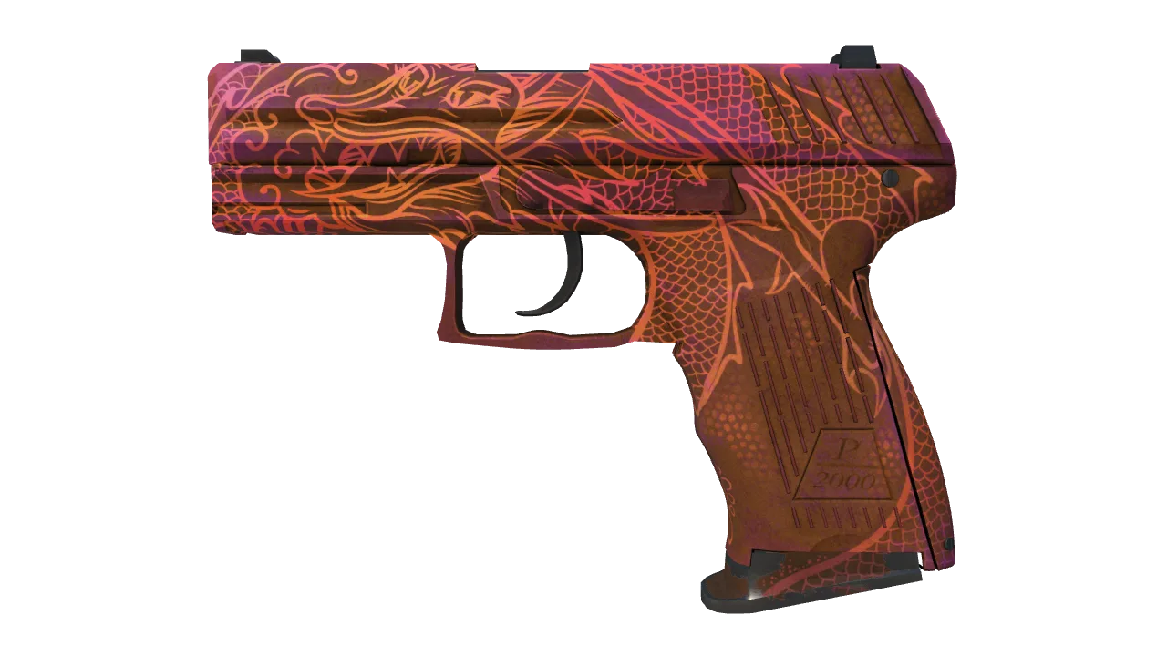 StatTrak™ P2000 | Imperial Dragon (Battle-Scarred) — Dust II light, front