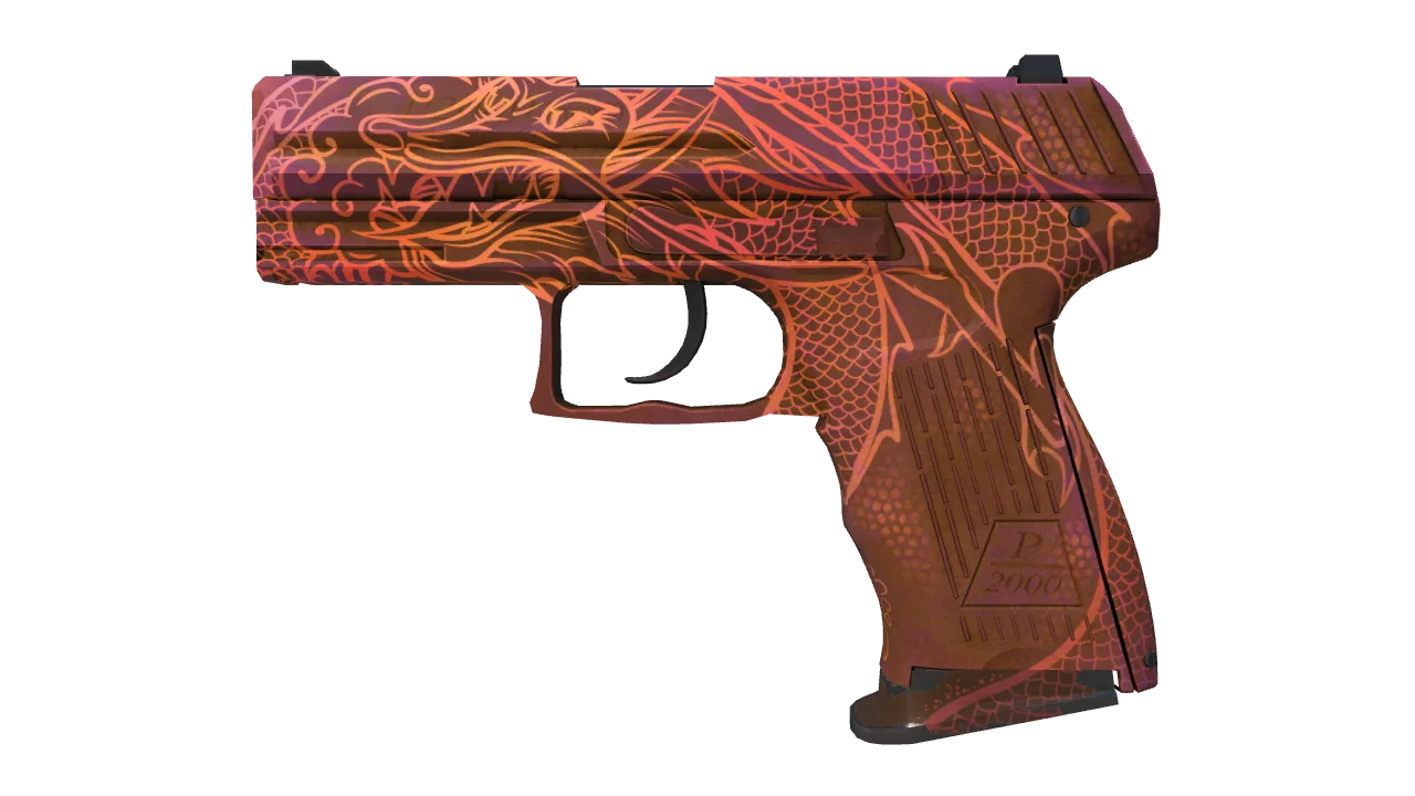 P2000 | Imperial Dragon (Well-Worn) — Dust II light, front