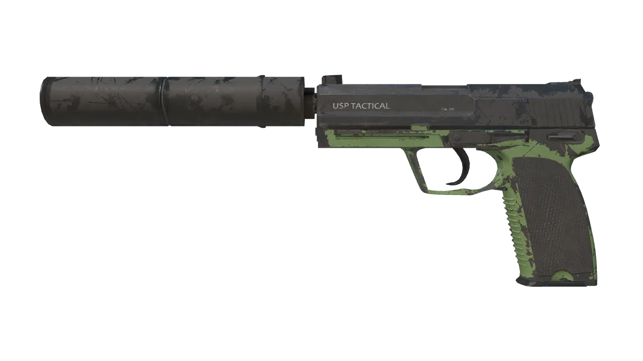 USP-S | Para Green (Well-Worn) — Dust II light, front