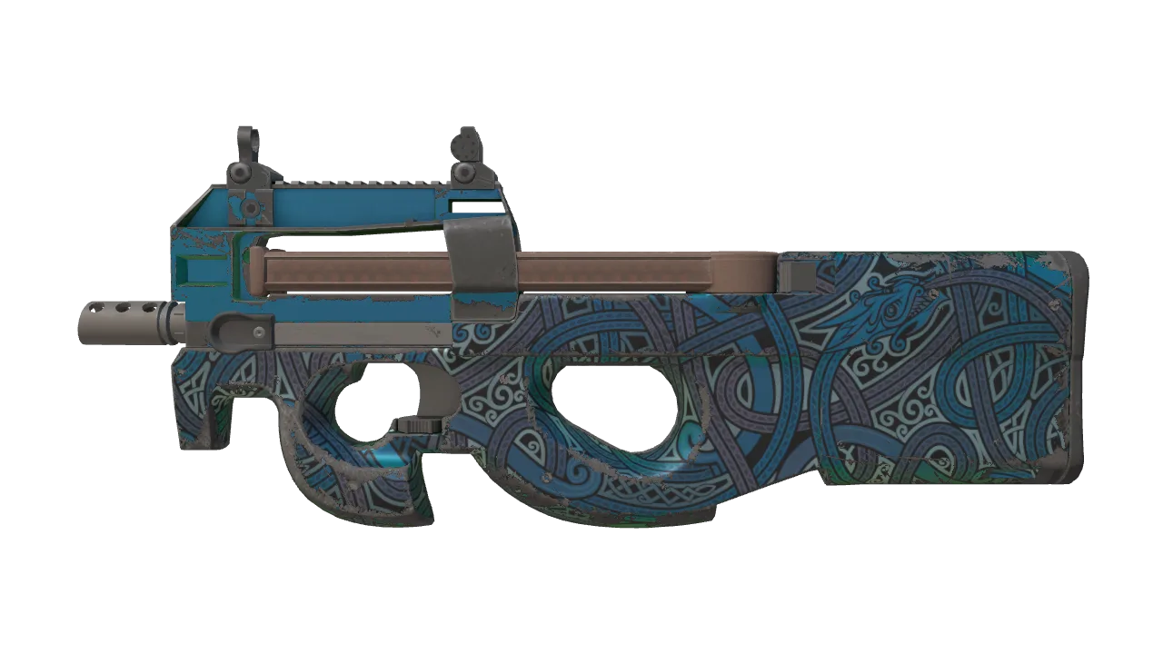 P90 | Astral Jörmungandr (Field-Tested) — Dust II light, front