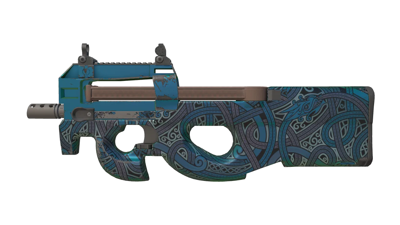 P90 | Astral Jörmungandr (Minimal Wear) — Dust II light, front