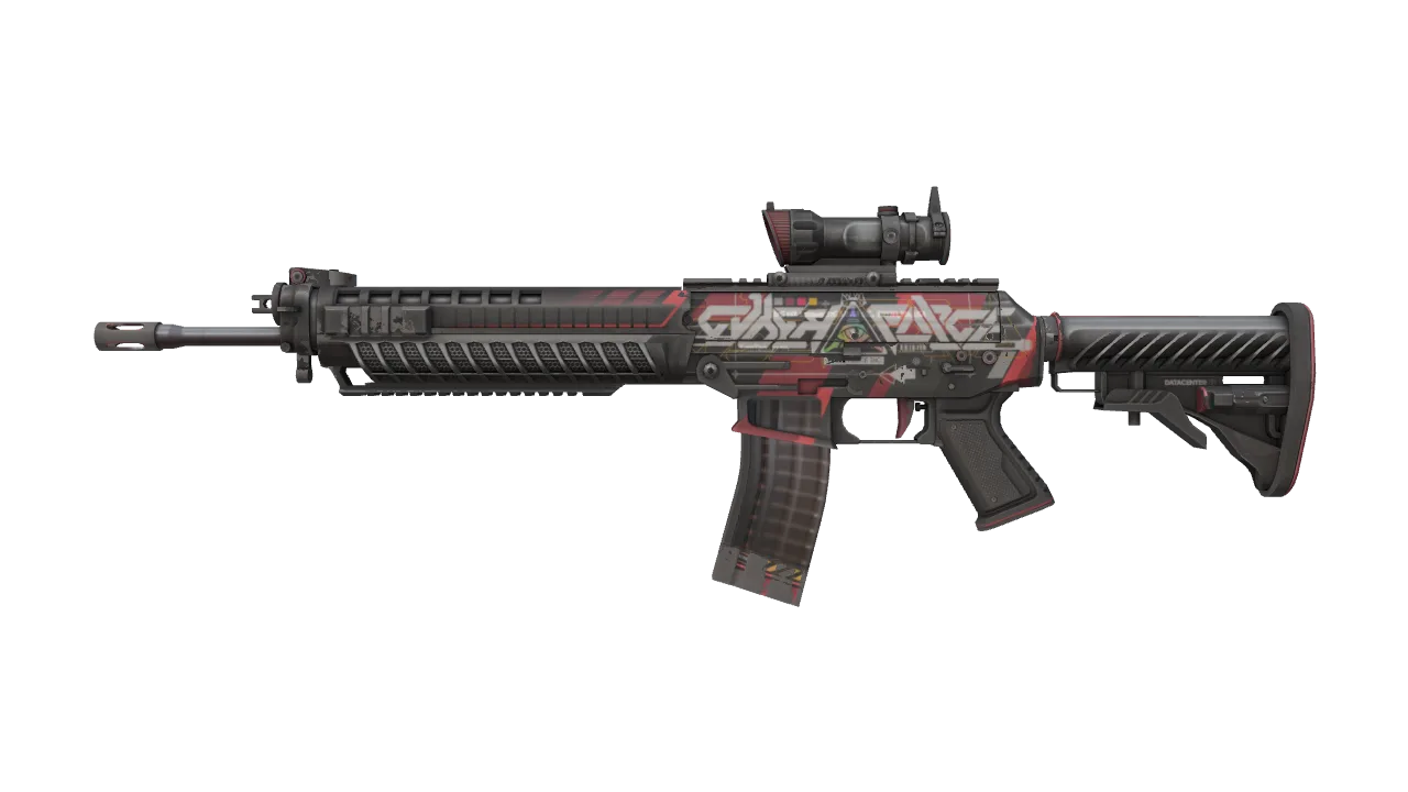 SG 553 | Cyberforce (Well-Worn) — Dust II light, front