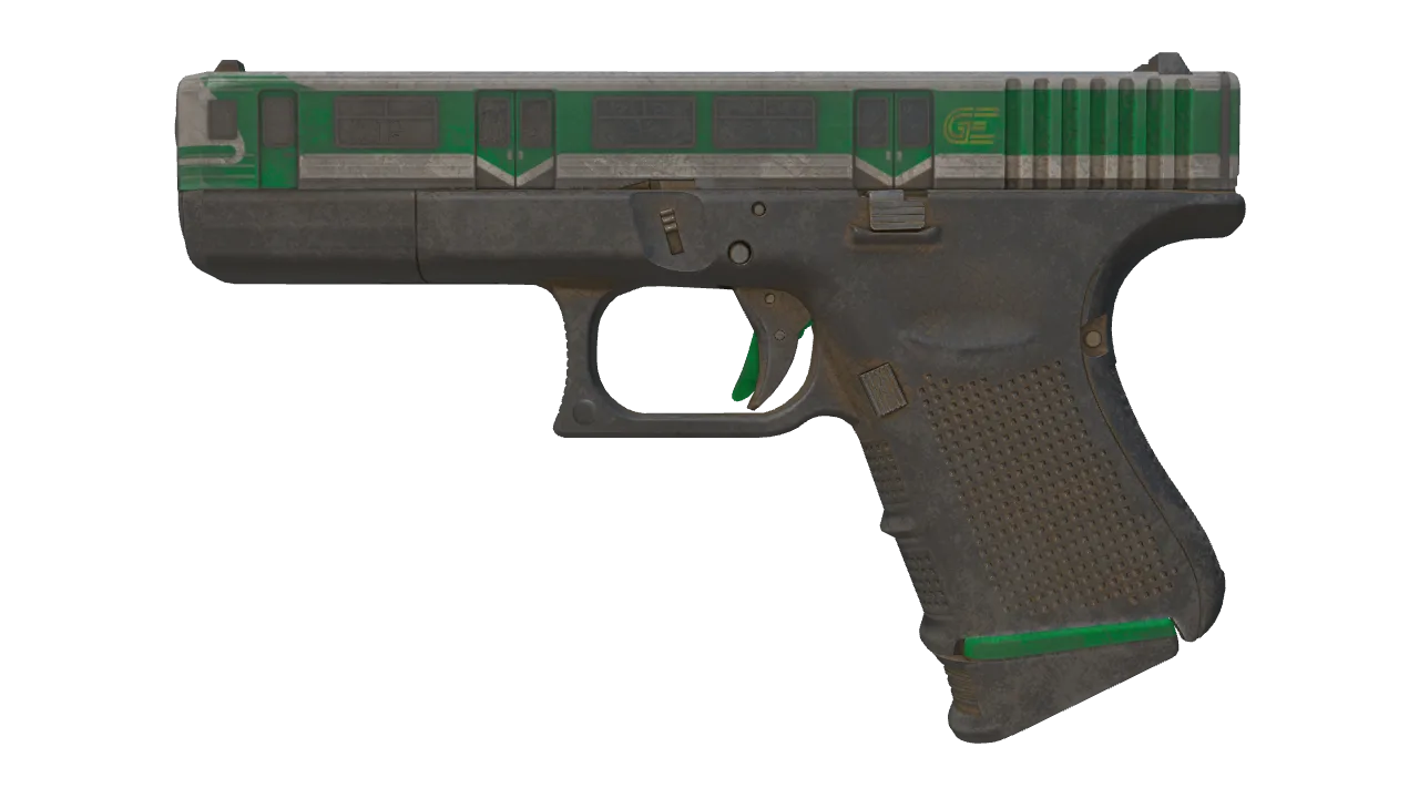 Glock-18 | Green Line (Battle-Scarred) — Dust II light, front