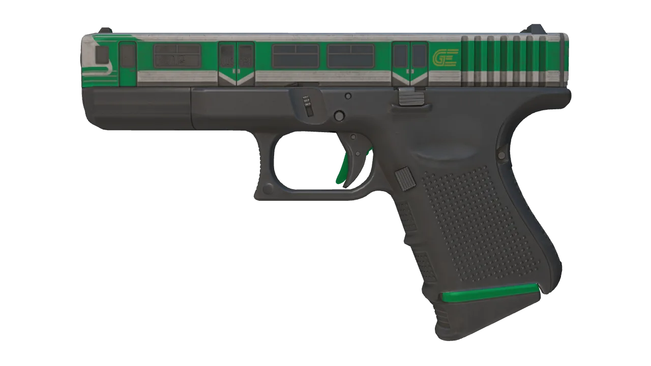 Souvenir Glock-18 | Green Line (Minimal Wear) — Dust II light, front