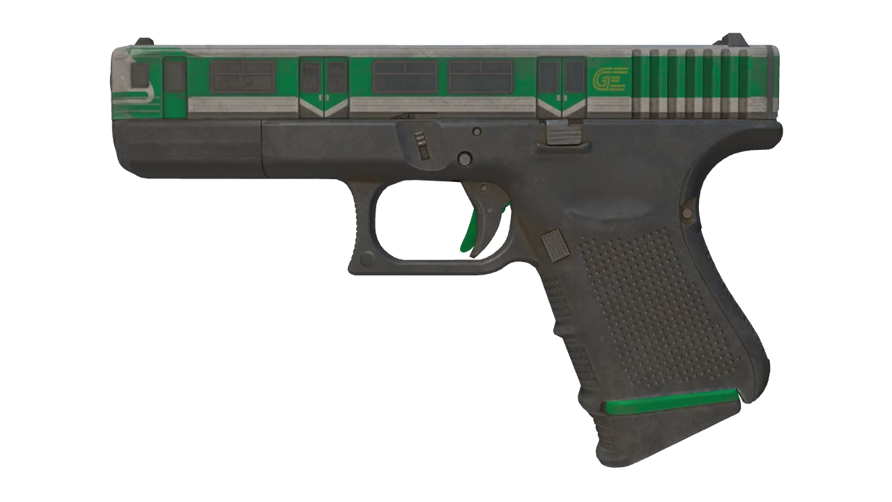 Glock-18 | Green Line (Well-Worn) — Dust II light, front