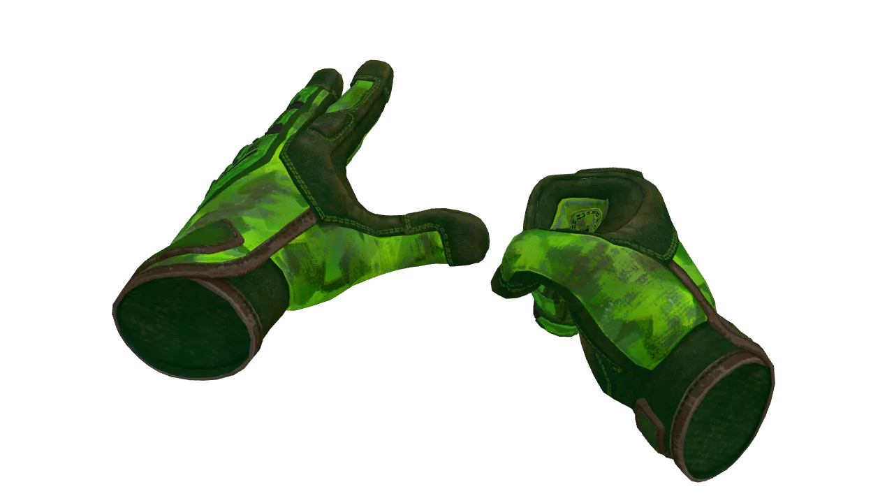 ★ Specialist Gloves | Lime Polycam (Battle-Scarred) — Dust II light, front