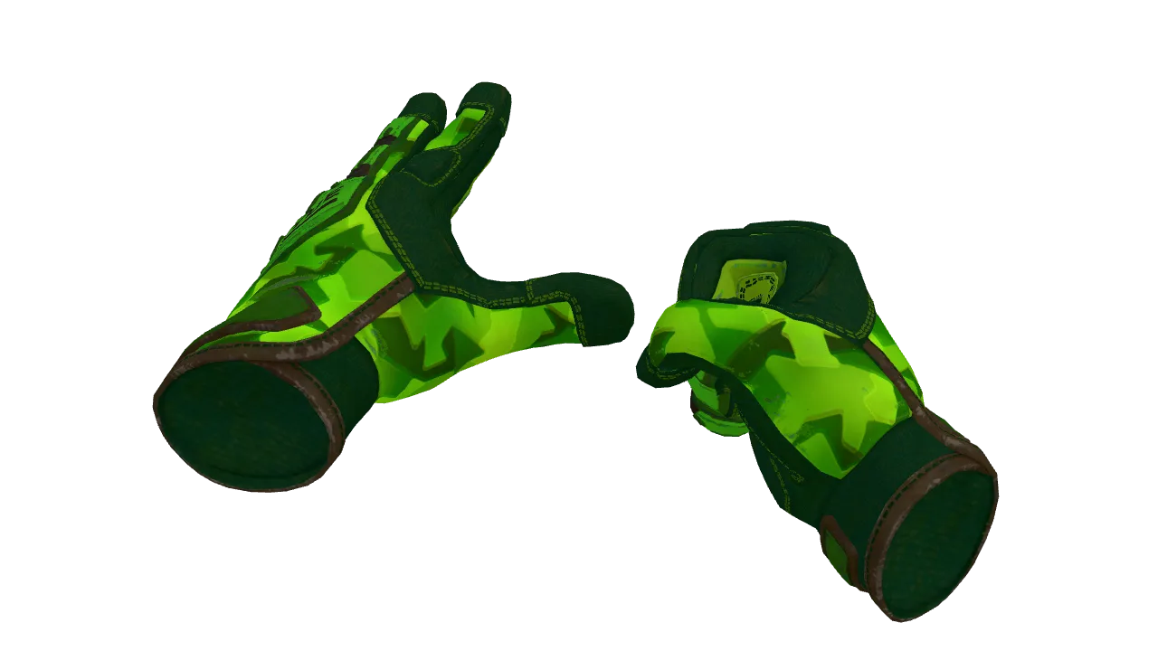 ★ Specialist Gloves | Lime Polycam (Field-Tested) — Dust II light, front